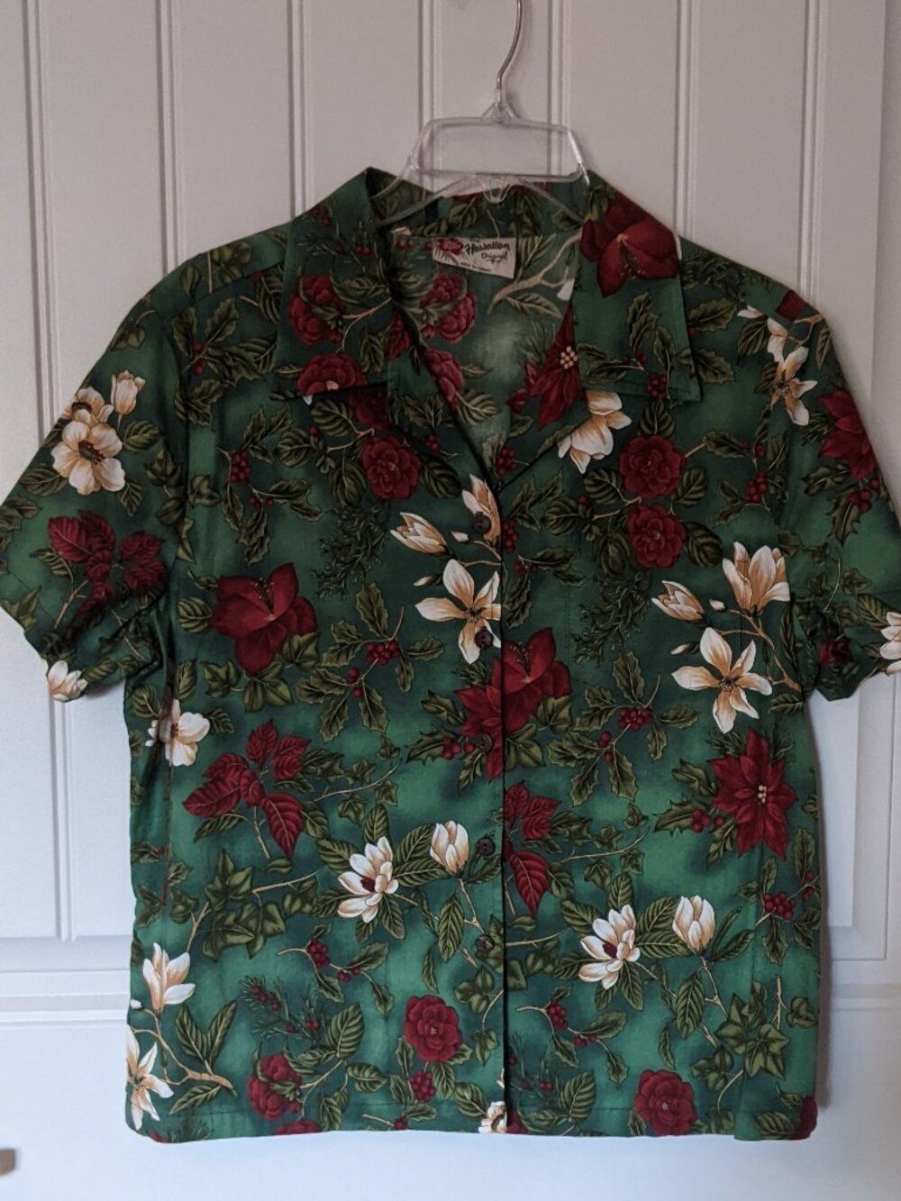 Hilo Hattie Floral Hawaiian Shirt Womens Sz L Aloha Topical SS NWOT